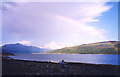 NM6762 : Loch Sunart and rainbow, near Camastorsa by Peter Bond