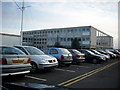 The car park and buildings of Fleetwood Nautical College.