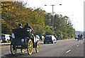 1900 Benz holding its own on the A23, Brighton Road