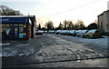 Used car lot in snow