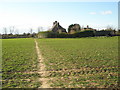 Looking back towards Rigates Home Farm Cottages from footpath to Ryebank Rife