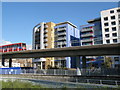 The River Ravensbourne, the DLR, and modern flats