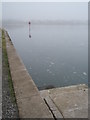 Steps leading down to the foreshore on a misty afternoon in mid December