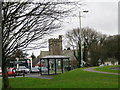 Bus shelter and St Paul