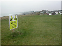SZ2293 : Barton on Sea, warning sign by Mike Faherty