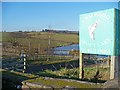ST2686 : The sign for Cwm Hedd Trout Lake by Robin Drayton