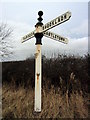 SJ4350 : 19th century guidepost near Castletown by John S Turner