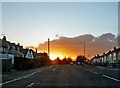 Winter sunset on Grantham Road, Quarrington