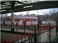 Red railway railings