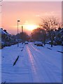 Park View Road, Snowy Sunrise.