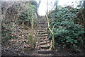 Steps taking the Greensand Way east from Hunton Hill