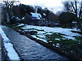 Bibury after snowfall at dusk