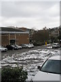 A snowy car park just off Bury Fields