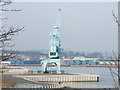 Blue crane against a blue sky, River Medway