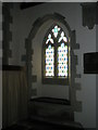 Simple stained glass window in the chancel at St Mary the Virgin, Datchet