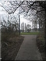 Footpath from The Isle of Wight Estate emerges into King George V Playing Fields