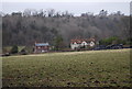 Looking across a field to Empshott Green