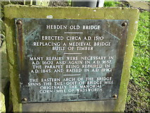 SD9927 : Plaque on west approach to the Hebden Old Bridge by Robert Bond