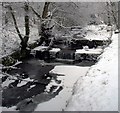 SD5346 : Mill Pond Weir St Johns Wood Calder Vale after Snowfall by Anthony Robinson