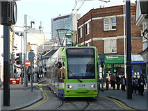 TQ3165 : Tram in Church Street by Peter Trimming