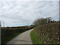 Road northwards below Bryn Dyfrydog Farm