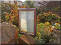 Plaque, Gospel Gardens, Holy Island