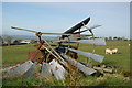 Wind pump remains & a view towards the farm of Brownhill