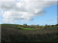 Yr-odyn cottage and, below it, the ruins of the Melin-y-Rhos woollen factory