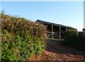 SS9617 : Mid Devon : Barn & Gate by Lewis Clarke