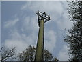 Communication mast, very close to path