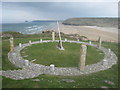 Millennium sundial above Perranporth beach