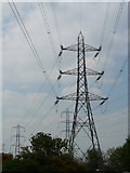 TQ2966 : Power Lines at Beddington by Peter Trimming