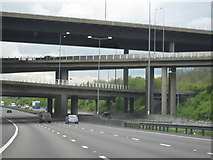 TQ3053 : M25 Motorway, Westbound. The  M23 and Slip Road Bridges Crossing at Junction 7 by Roy Hughes