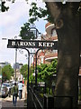 TQ2478 : Barons Keep sign, Gliddon Road W14 by Robin Sones