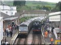 Steam trains pass in Churston Station