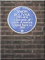 Blue plaque to Simon Bolivar
