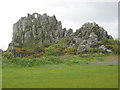 Rock pile with former chapel in Roche