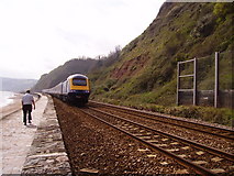 SX9473 : First Great Western train along the Teignmouth Sea Wall by Kenneth Yarham