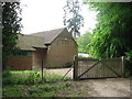 Entrance to a modern building adjoining the Ridgeway at Chivery