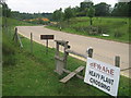 Footpath crosses quarry access road