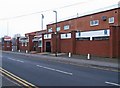 The Harrier Arms and back of Aggborough Stadium, Hoo Road