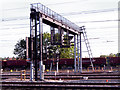 Down lines signal gantry west of Rugby railway station