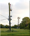 Transformer and mobile phone mast north of Southam