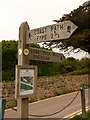 SY4291 : Seatown: coast path diversion sign by Chris Downer