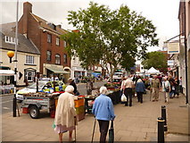 SY4692 : Bridport: Saturday market in South Street by Chris Downer