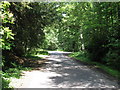 Bend in the road where a restricted byway forks right