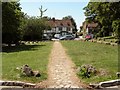 A view of the Kings Arms inn from Boxley church lych gate