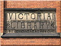 NZ2665 : The (former) Victoria Library, Heaton Park View - name stone by Mike Quinn