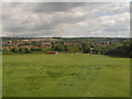 Westbury from the train, approaching the station from the east