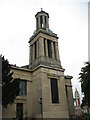 TQ3075 : St Matthew's church, Brixton - tower by Stephen Craven